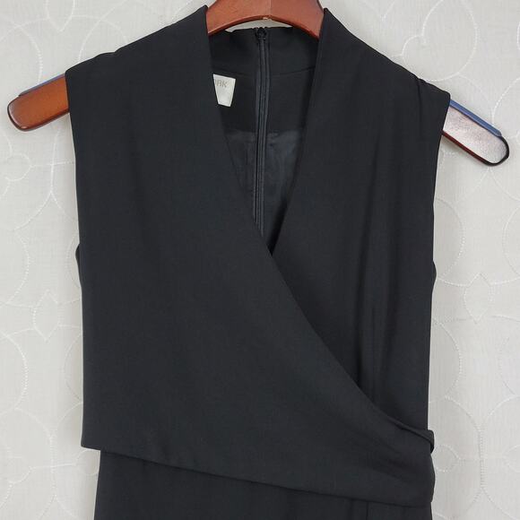 Jones New York Structured Wrap Dress 4 Black‎ Tie Belt Maxi Cocktail Party LBD - Picture 9 of 14